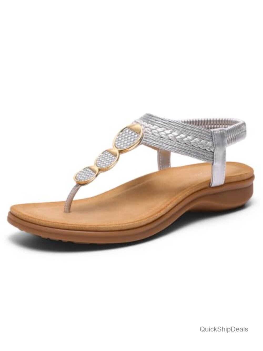 Arch Support Bohemian Flat Sandals with Elastic Slingback - Memory Foam Comfort